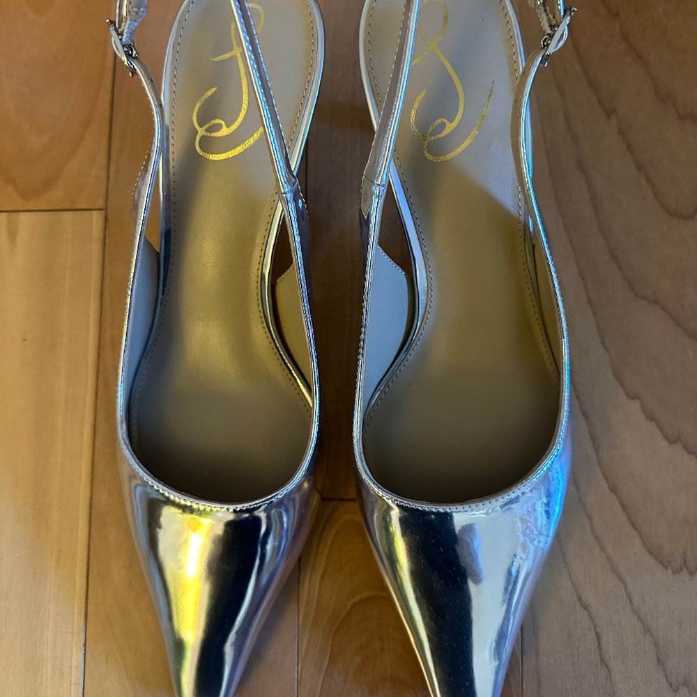 New Sam Edelman Bianca Silver Slingback pump
